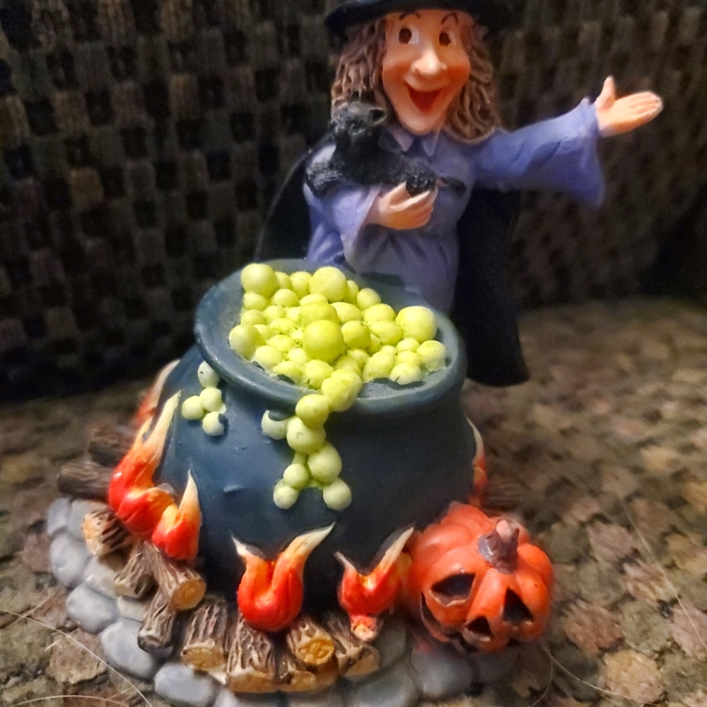 Halloween witch and skeleton